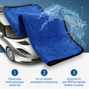 Полотенце из микрофибры для мытья кузова автомобиля Goodyear 40x60см безопасно для ЛКП